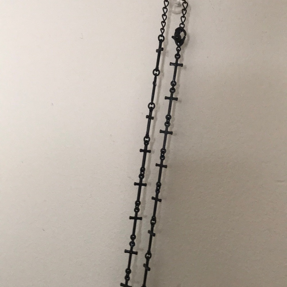 Long Black Cross Necklace